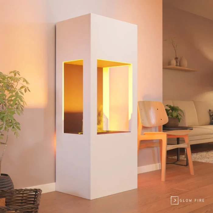 Glow Fire Böll Weiß - OMC 400 | Freistehender Wasserdampfkamin, Weiß, 54 cm x 145 cm x 44 cm